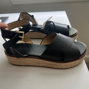 Michael Kors Abbott Sandals black leather size 6